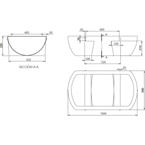 COMEDERO HACIENDA 125 LTS. 1000 X 280 X 560 X 50