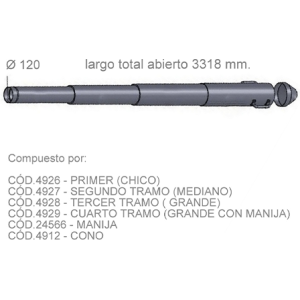 CONO DESCARGA P/CAÑO TELESCOPICO Ø 120 MM.